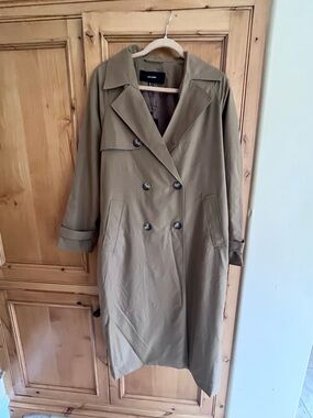 Vero Moda Olive Double-Breasted Trench Coat